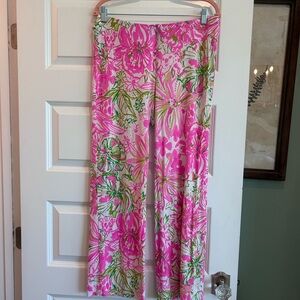 Lilly Pulitzer Pink and Green Size L Georgia Mae Floral Pants